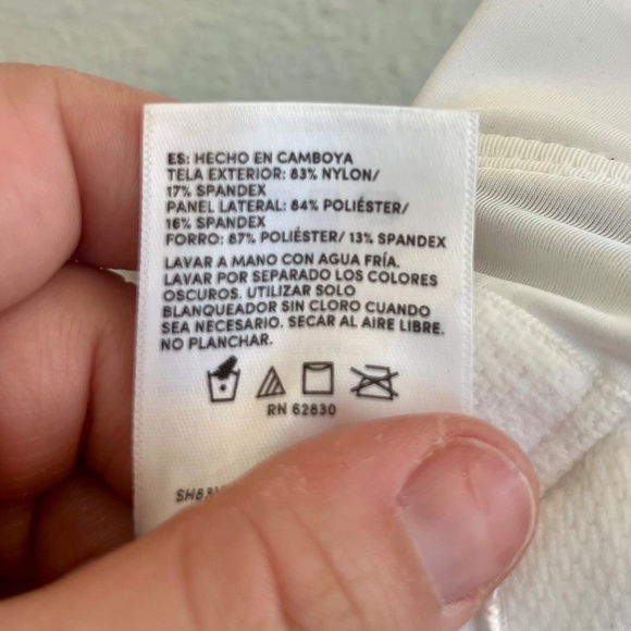 NWT Lands' End Square Neck High Leg Olive Green and White One Piece Swimsuit 10L - Picture 8 of 11